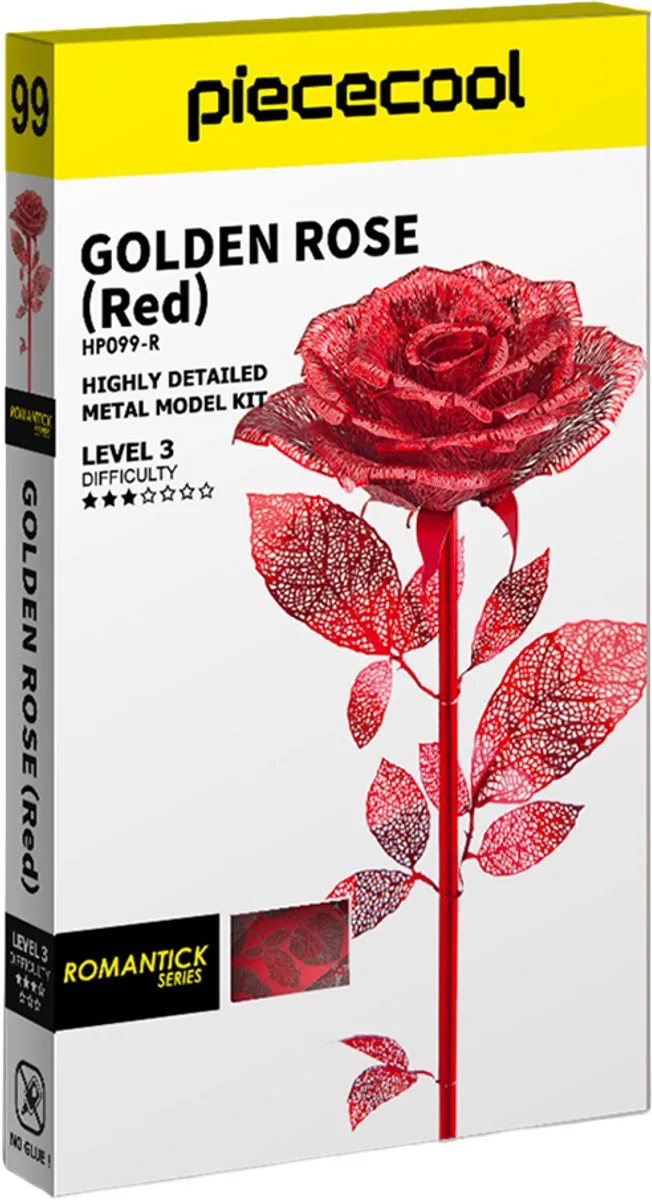 PIECECOOL - Golden Rose Red- Geronimo Games - Hobby - Metalen Model - Level 3 - 3D puzzel - 15 stukjes from Geronimo Games – box