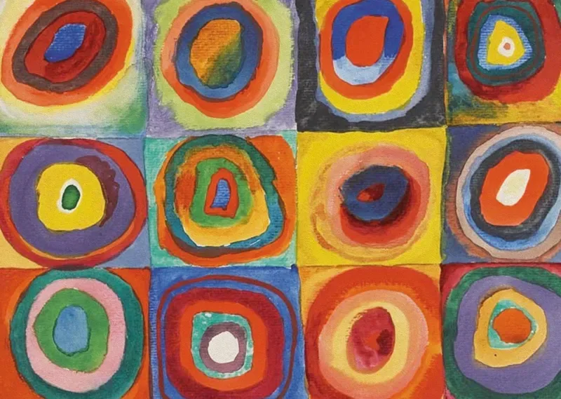 PUZZEL - Interdruk - Kandinsky 1000 Stuk Puzzel: Vierkanten met Cirkels de Geronimo Games – boîte 2 sur 2