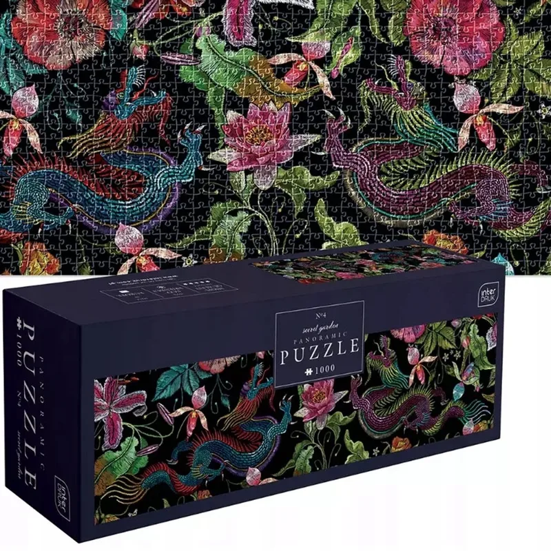 PUZZLE - 1000 STUKJES - Interdruk Panoramische puzzel - Secret Garden Bloemen de Geronimo Games, édition Multicolore – boîte
