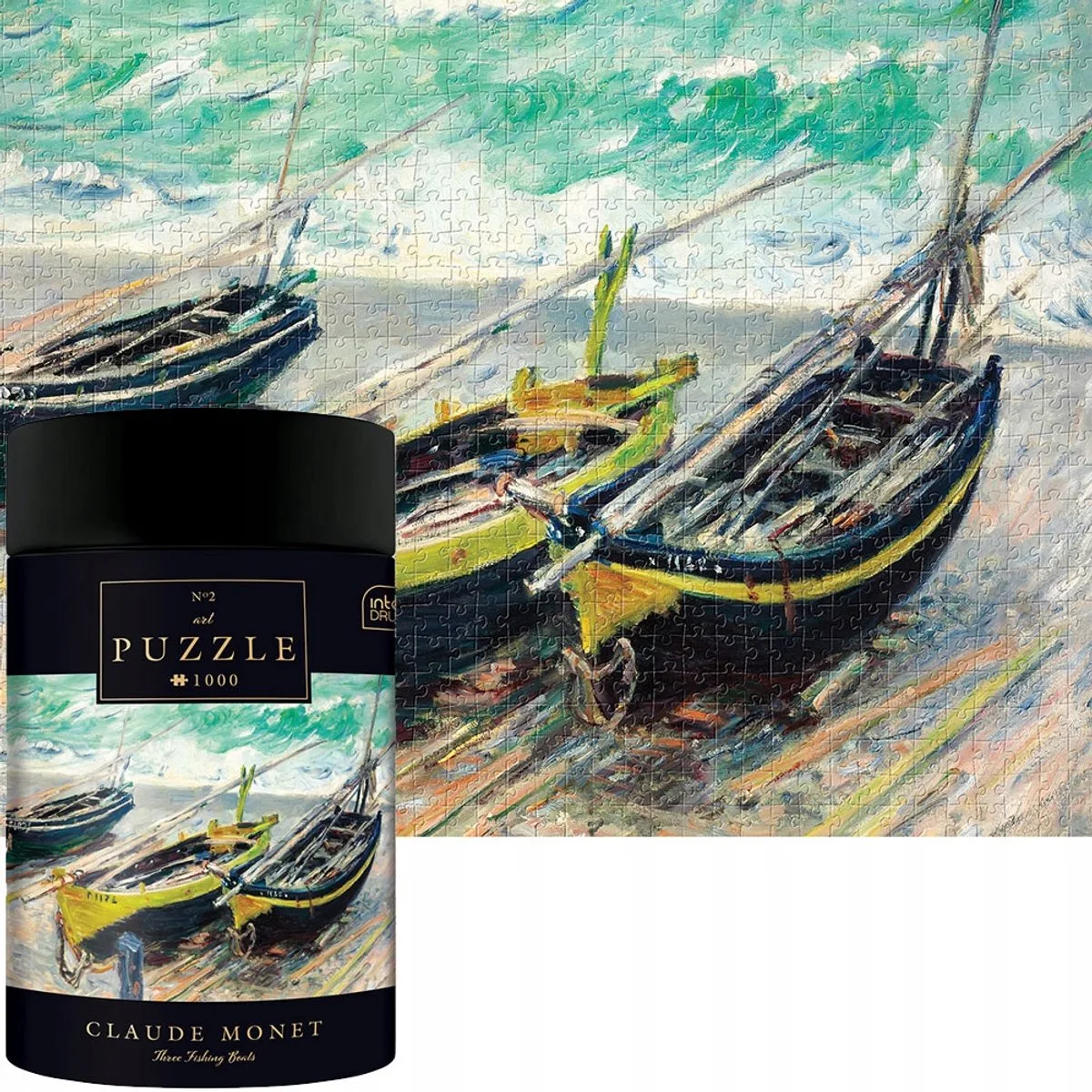 PUZZLE - 1000 STUKJES - Interdruk puzzel 1000 stukjes - Monet: Drie vissersboten from Geronimo Games, Multi-coloured edition – box