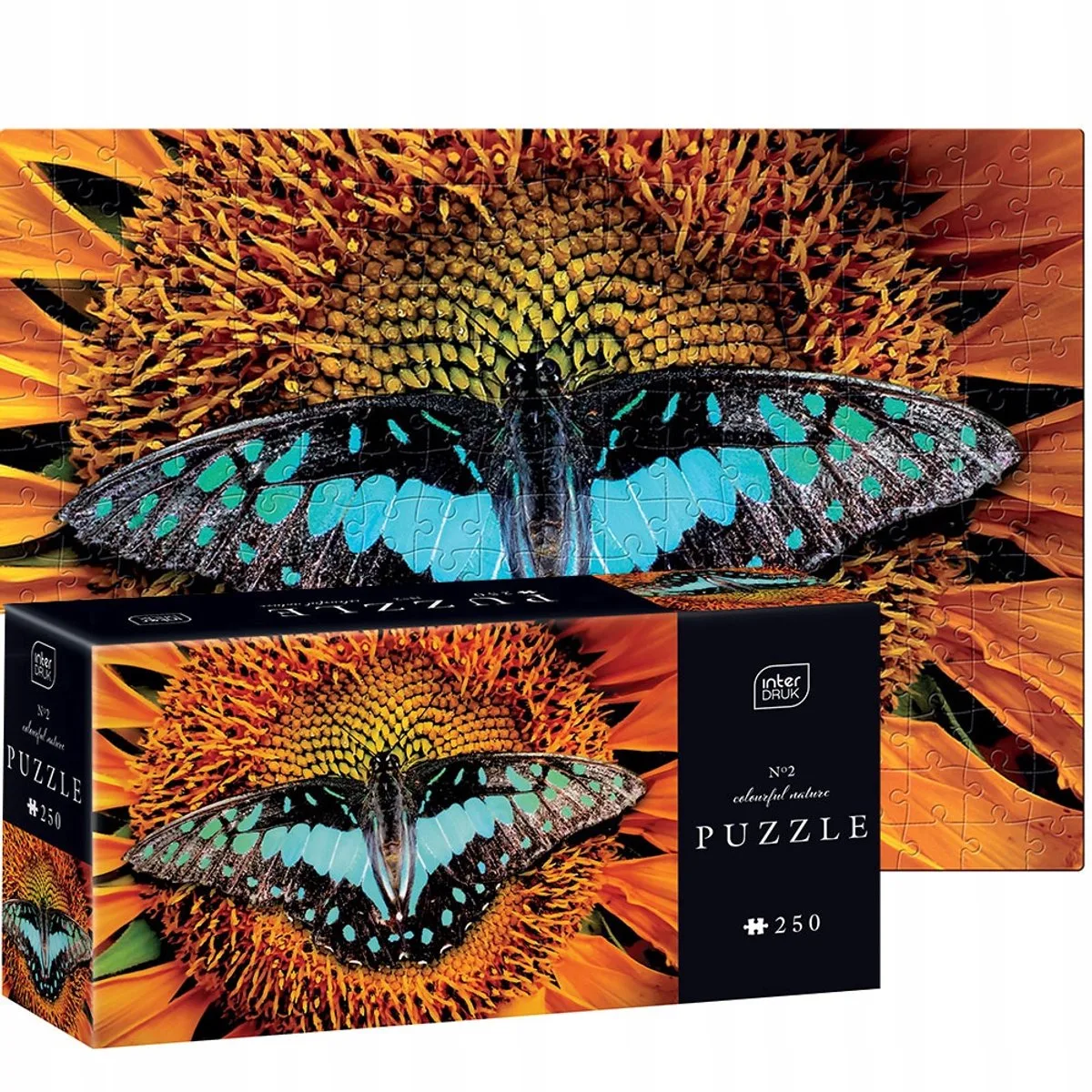 PUZZLE - 250 STUKJES - Interdruk Puzzel Colourful Nature 2 Motyl - BUTTERFLY från Geronimo Games, utgåva Multi-coloured – kartong