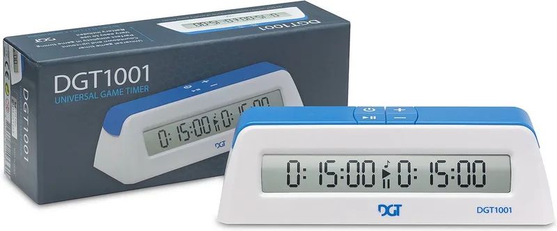Schaakklok DGT 1001 blauw/wit from Geronimo Games, Zwart, blauw edition – box