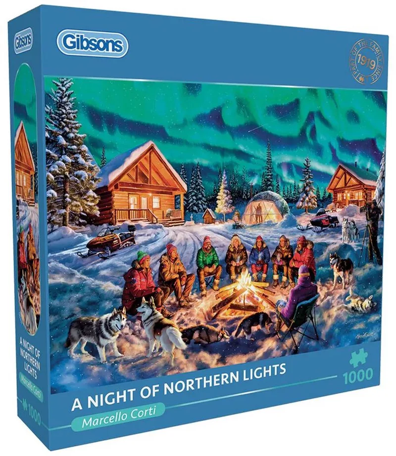A Night of Northern Lights (door Marcello Corti) - 1000 stukjes 68×49cm (b×h) - Legpuzzel voor volwassenen van Gibsons, editie Meerkleurig – doos
