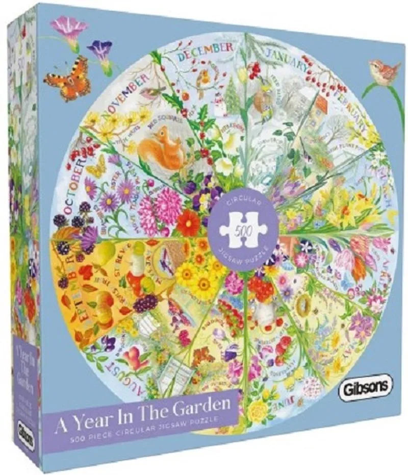 A Year in the Garden (door Claire Comerford) - 500 stukjes 49×49cm (b×h) - Legpuzzel voor volwassenen from Gibsons, Multicolour edition – box