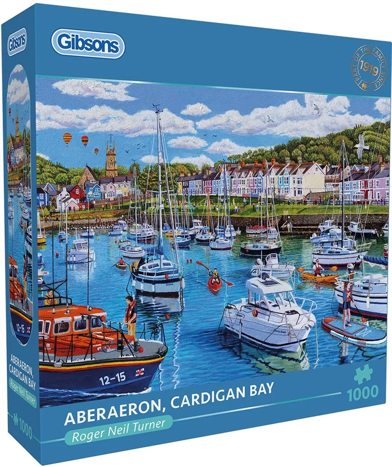 Aberaeron Cardigan Bay (door Roger Neil Turner) - 1000 stukjes 68×49cm (b×h) - Legpuzzel voor volwassenen van Gibsons, editie Meerkleurig – doos