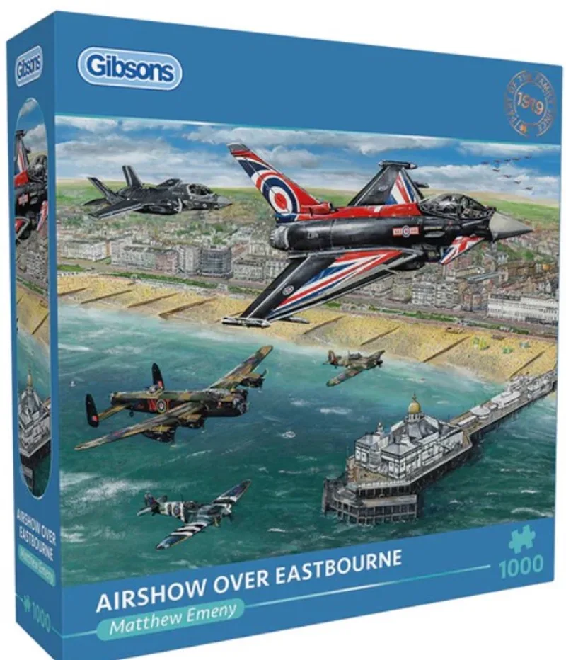 Airshow Over Eastbourne (door Matthew Emeny) - 1000 stukjes 68×49cm (b×h) - Legpuzzel voor volwassenen van Gibsons, editie Meerkleurig – doos