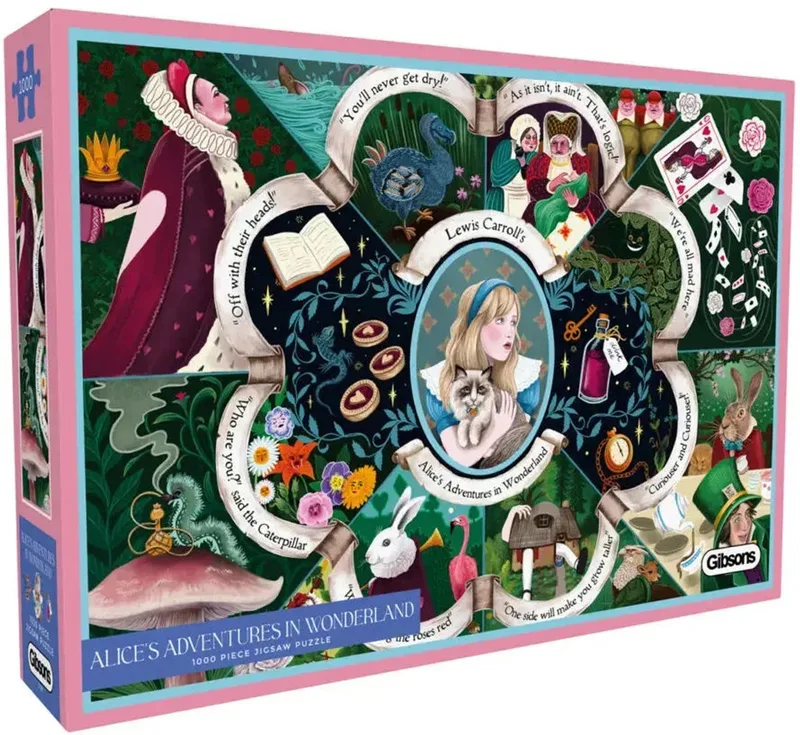 Alice's Adventures in Wonderland Puzzel 1000 Stukjes from Gibsons, Multicolour edition – box