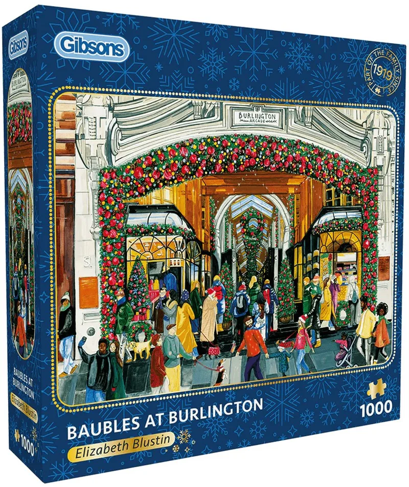 Baubles at Burlington Arcade (door Elizabeth Blustin) - 1000 stukjes 49×68cm (b×h) - Legpuzzel voor volwassenen fra Gibsons, Flerfarvet-udgave – æske
