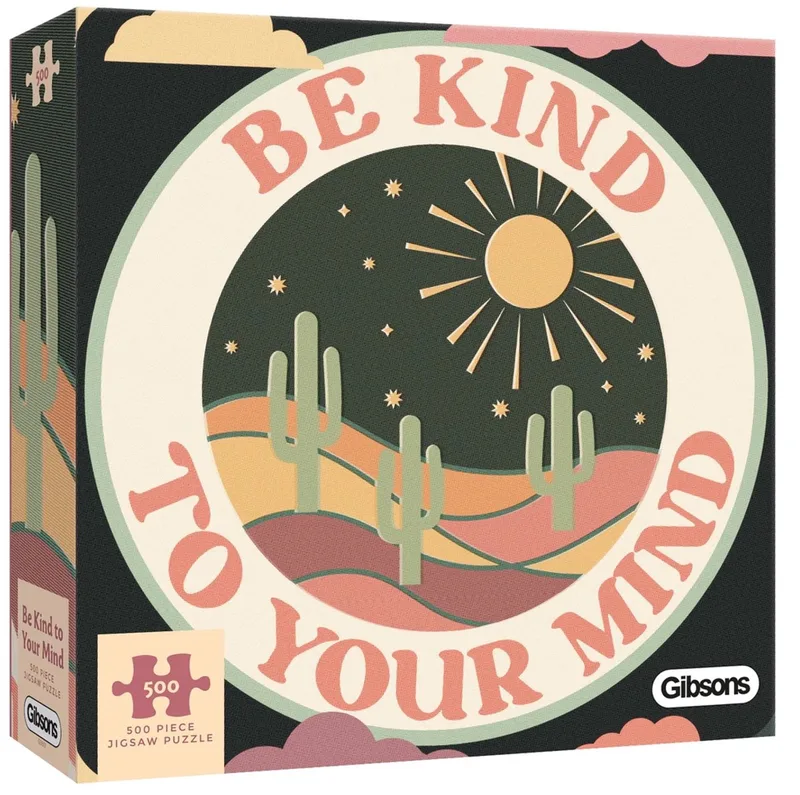 Be Kind to Your Mind (door OMG Kitty) - 500 stukjes 34×48cm (b×h) - Legpuzzels voor volwassenen fra Gibsons, Flerfarvet-udgave – æske