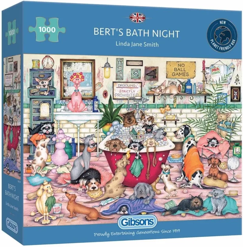 Bert's Bath Night Puzzel (1000 stukjes) de Gibsons, édition Multicolore – boîte