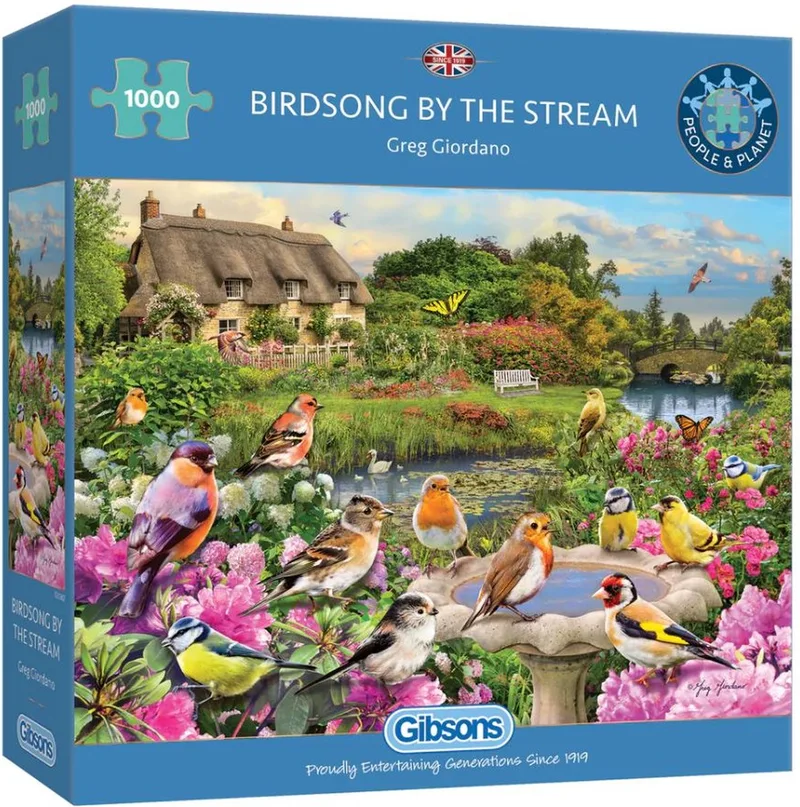 Birdsong by the Stream (door Greg Giordano) - 1000 stukjes 68×49cm (b×h) - Legpuzzel voor volwassenen from Gibsons, Multicolour edition – box