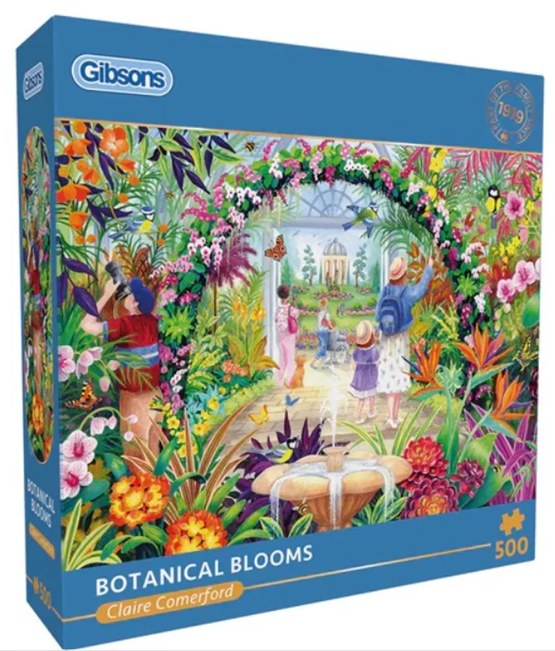 Botanical Blooms (door Claire Comerford) - 500 stukjes 48×34cm (b×h) - Legpuzzel voor volwassenen fra Gibsons, Flerfarvet-udgave – æske
