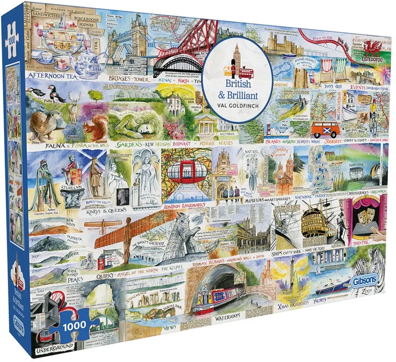 British & Briljant (door Val Goldfinch) - 1000 stukjes 68×49cm (b×h) - Legpuzzel voor volwassenen van Gibsons, editie Meerkleurig – doos