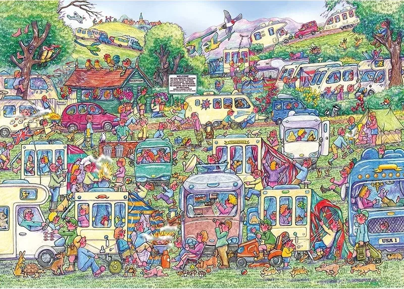 Caravan Chaos Puzzel (1000 stukjes) from Gibsons, Multicolour edition – box