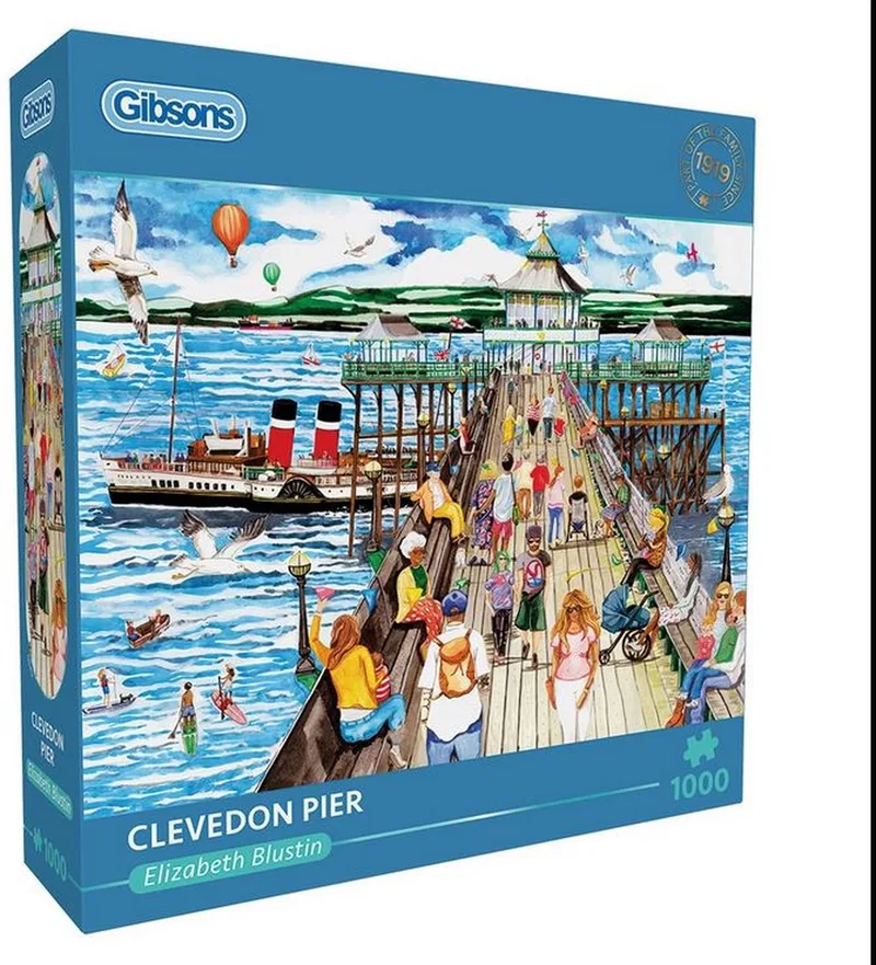 Clevedon Pier (door Elizabeth Blustin) - 1000 stukjes 68×49cm (b×h) - Legpuzzel voor volwassenen from Gibsons, Multicolour edition – box