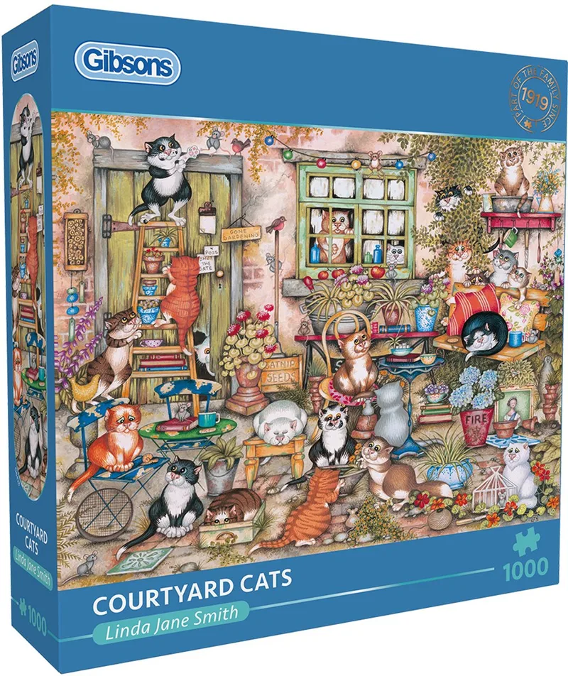 Courtyard Cats (door Linda Jane Smith) - 1000 stukjes 68×49cm (b×h) - Legpuzzel voor volwassenen from Gibsons, Multicolour edition – box