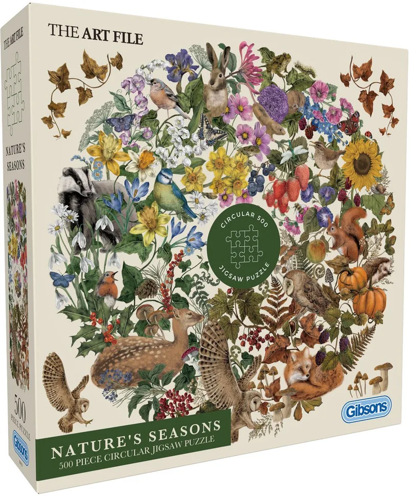 De Natuur haar Seizoenen ("Nature's Seasons") - The Art File - 500XL stukjes - 49×49cm - Legpuzzel voor Volwassenen fra Gibsons, .[Nieuw] Nature's Seasons-udgave – æske