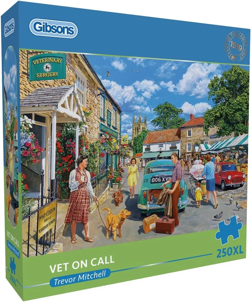 Dierenarts op afroep ("Vet on Call") - Trevor Mitchell - 250XL stukjes - 48×34cm - Legpuzzel voor Volwassenen van Gibsons, editie Meerkleurig – doos