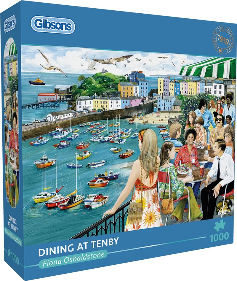Dining at Tenby (door Fiona Osbaldstone) - 1000 stukjes 68×49cm (b×h) - Legpuzzel voor volwassenen from Gibsons, Multicolour edition – box