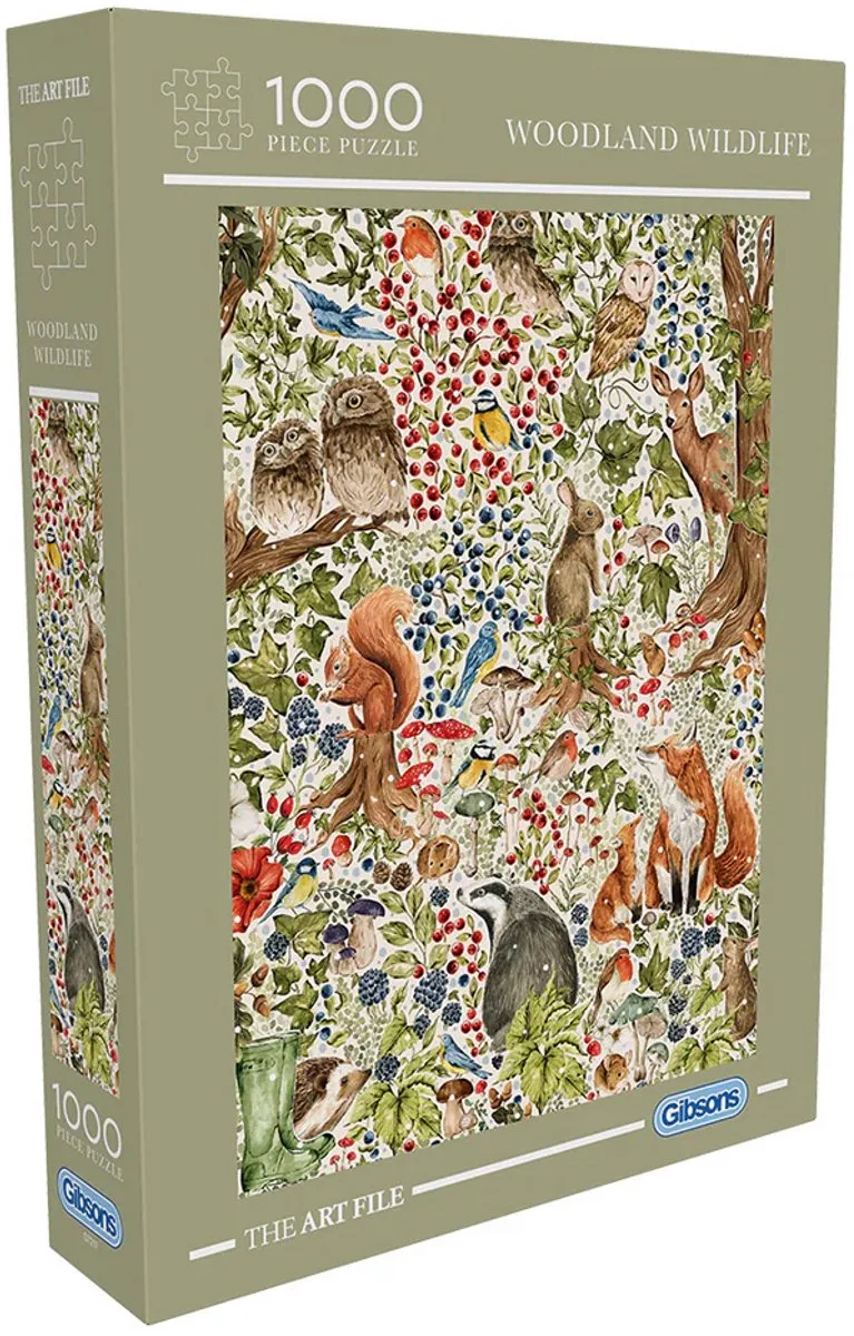 (door The Art File) - 1000 stukjes 48×69cm (b×h) - Legpuzzel voor volwassenen von Gibsons, Ausgabe Woodland Wildlife – Schachtel