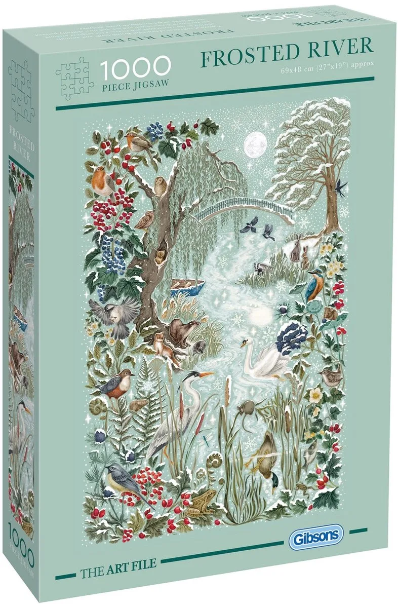 (door The Art File) - 1000 stukjes 48×69cm (b×h) - Legpuzzel voor volwassenen fra Gibsons, Frosted River-udgave – æske
