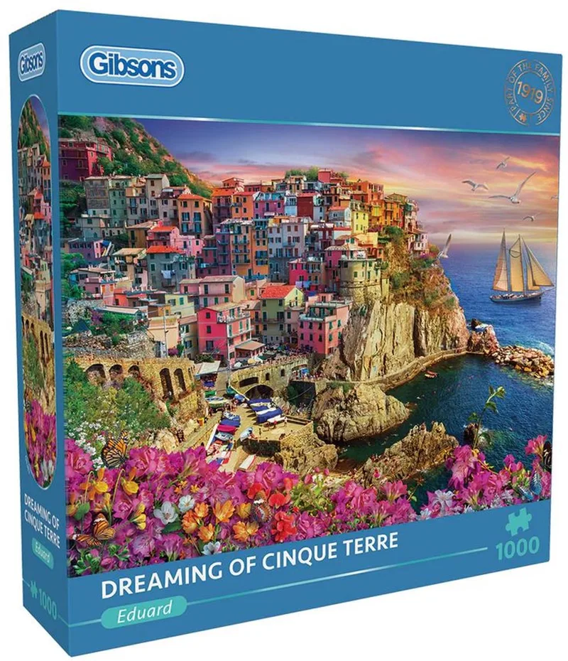 Dreaming of Cinque Terre (door Eduard) - 1000 stukjes 68×49cm (b×h) - Legpuzzel voor volwassenen fra Gibsons, Flerfarvet-udgave – æske