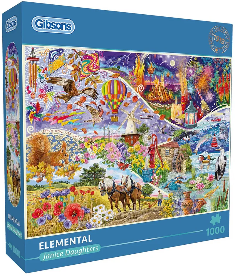 Elemental (door Janice Daughters) - 1000 stukjes 68×49cm (b×h) - Legpuzzel voor volwassenen van Gibsons, editie Meerkleurig – doos