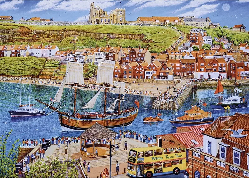 Endeavour, Whitby (door Roger Turner) - 1000 stukjes 68×49cm (b×h) - Legpuzzel voor volwassenen de Gibsons, édition Multicolore – boîte