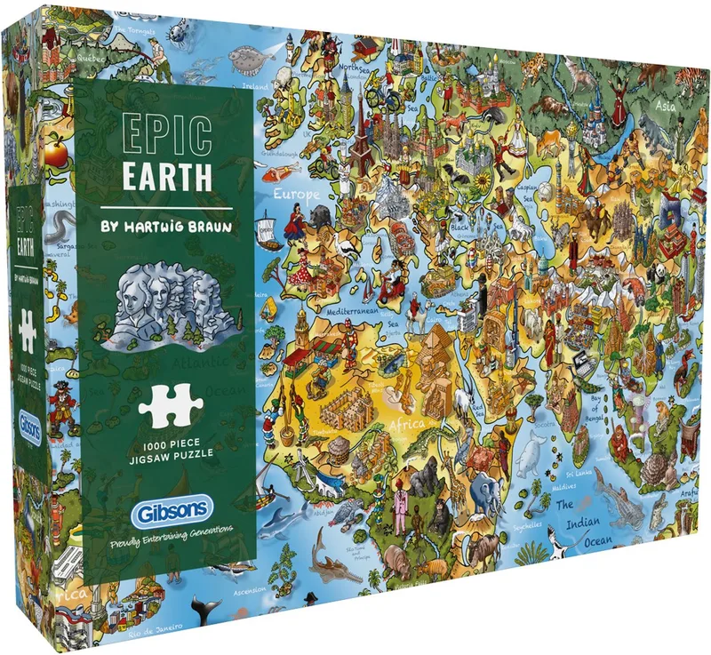 Epische Aarde ("Epic Earth") - Hartwig Braun - 1000 stukjes - 68×49cm - Legpuzzel voor Volwassenen van Gibsons, editie Meerkleurig – doos