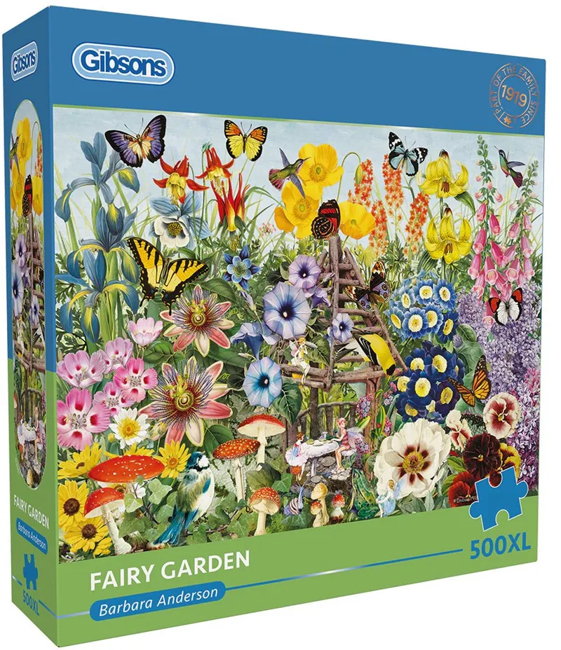 Fairy Garden (door Barbara Anderson) - 500XL stukjes 68×49cm (b×h) - Legpuzzel voor volwassenen fra Gibsons, Flerfarvet-udgave – æske