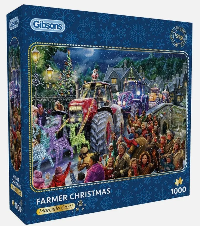 Farmer Christmas (door Marcello Corti) - 1000 stukjes 68×49cm (b×h) - Legpuzzel voor volwassenen van Gibsons, editie Meerkleurig – doos