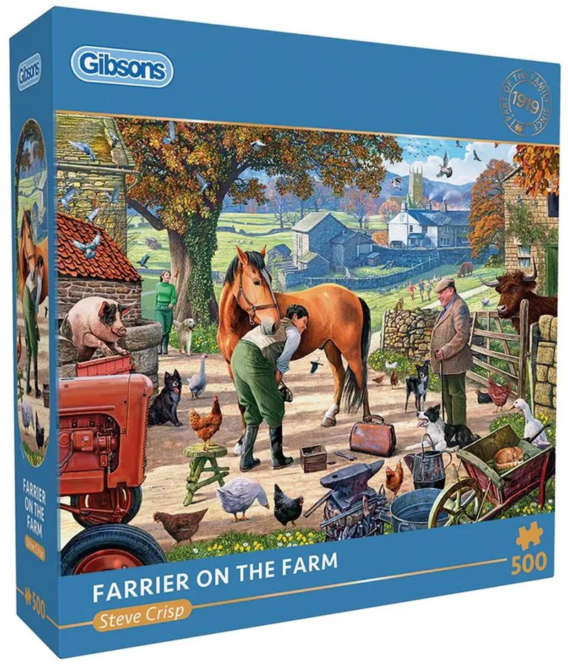 Farrier on the Farm (door Steve Crisp) - 500 stukjes 48×34cm (b×h) - Legpuzzel voor volwassenen van Gibsons, editie Meerkleurig – doos