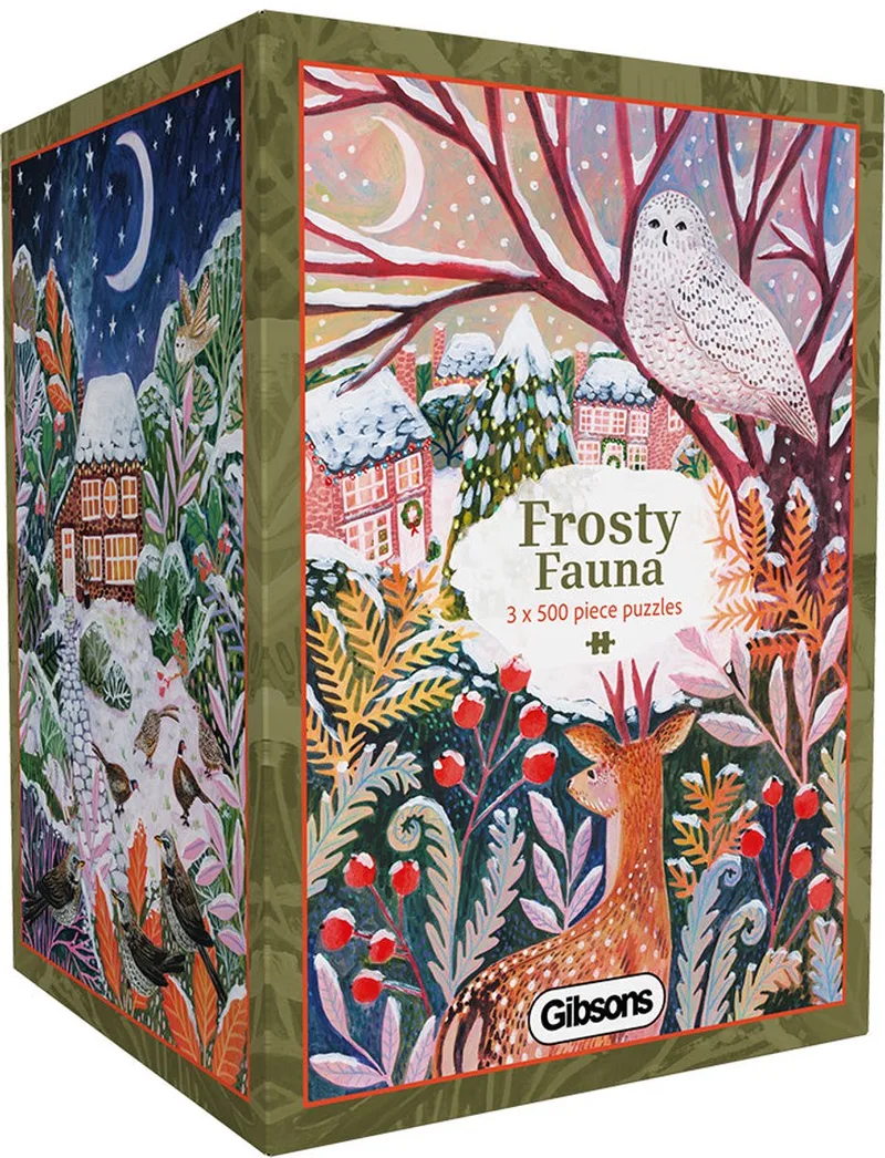 Frosty Fauna (door Lee Foster Wilson) - 3×500 stukjes 48×34cm (b×h) - Legpuzzel voor volwassenen from Gibsons, Multicolour edition – box