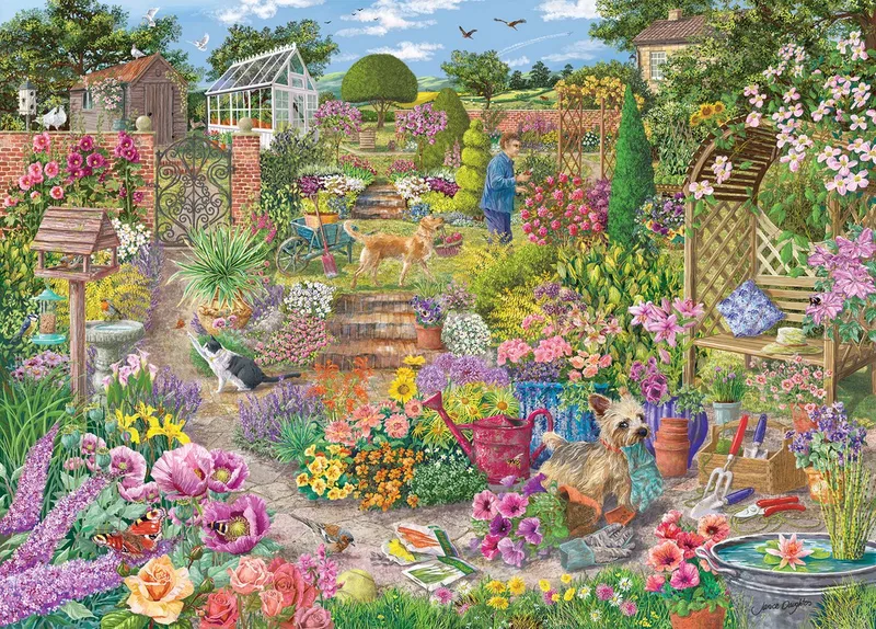 Garden in Bloom (door Janice Daughters) - 1000 stukjes 68×49cm (b×h) - Legpuzzel voor volwassenen from Gibsons, Multicolour edition – box