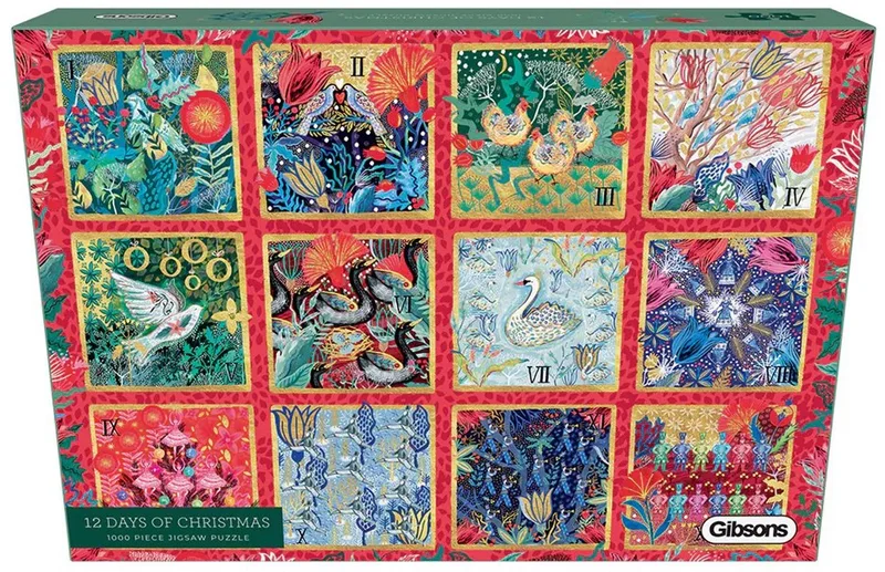 Gibsons - 12 Days of Christmas (door Emma Frances Grant) - 1000 stukjes 49×68cm (b×h) - Legpuzzel voor volwassenen van Gibsons, editie Meerkleurig – doos