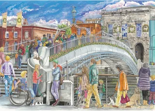 Ha'penny Bridge (door Elizabeth Blustin) - 1000 stukjes 68×49cm (b×h) - Legpuzzel voor volwassenen von Gibsons, Ausgabe Mehrfarbig – Schachtel 1 von 2