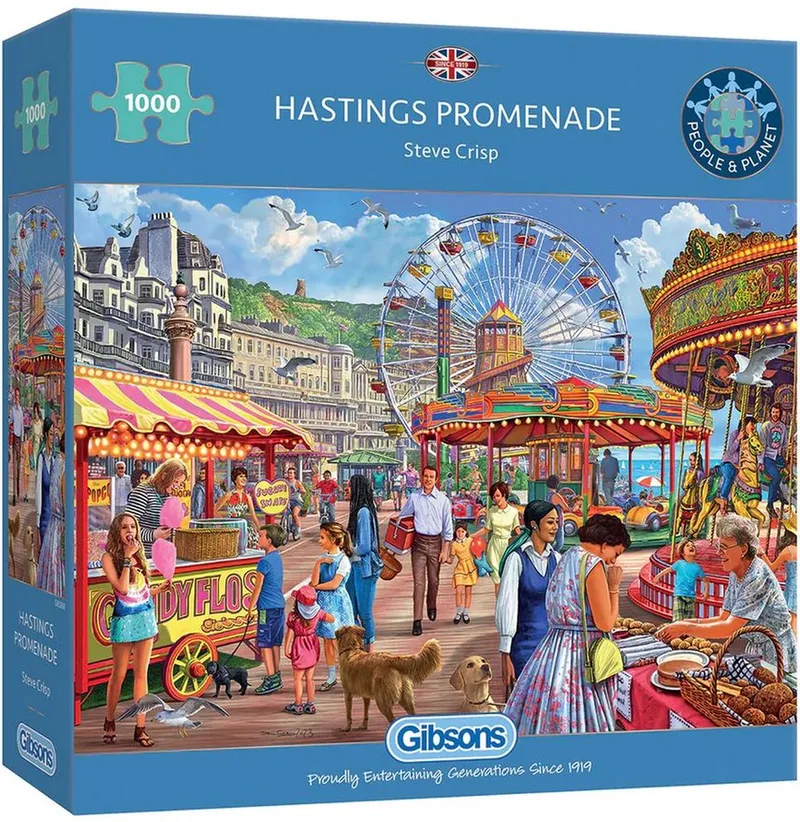 Hastings Promenade (door Steve Crisp) - 1000 stukjes 68×49cm (b×h) - Legpuzzel voor volwassenen from Gibsons, Multicolour edition – box