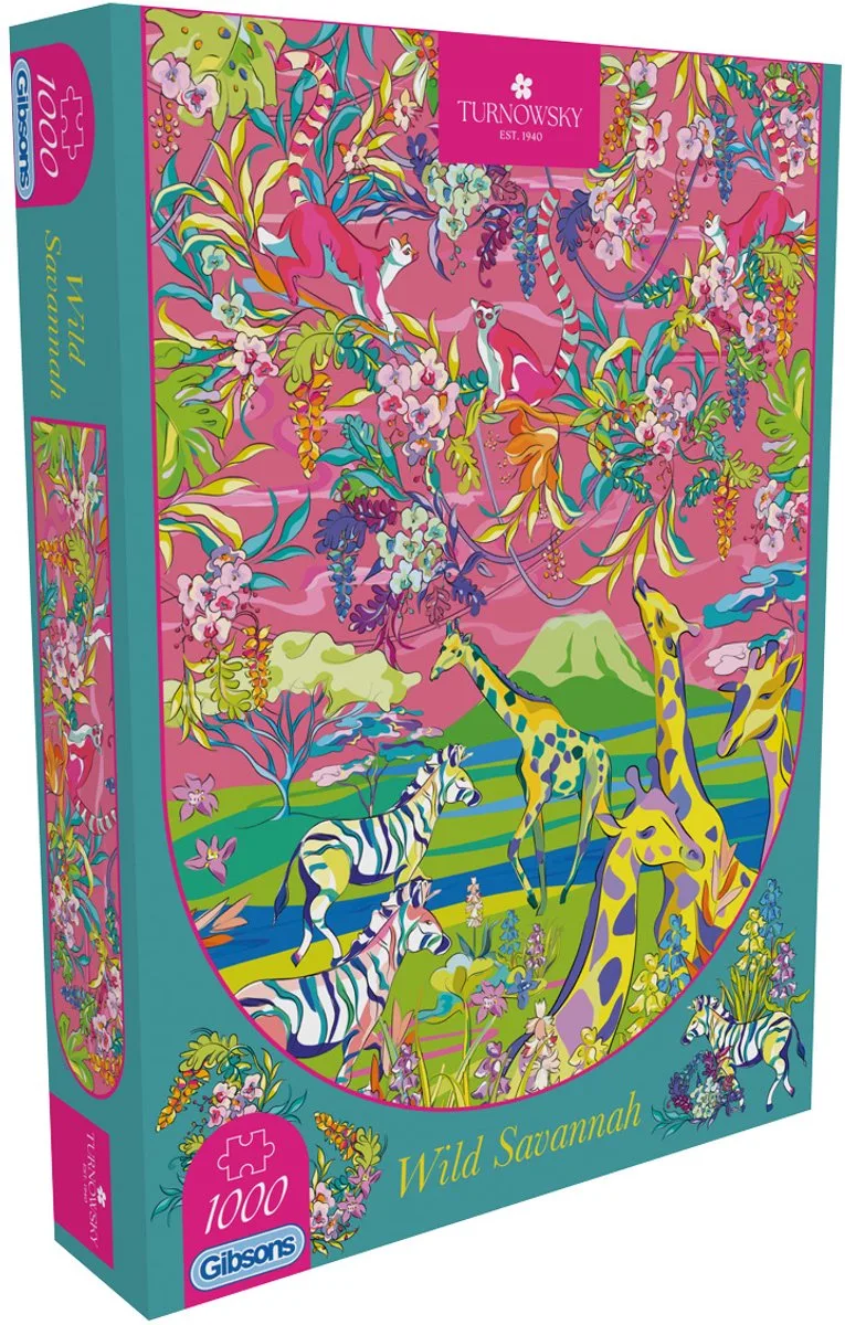("HoT: Wild Savannah") - House of Turnowsky - 1000 stukjes - 49×68cm - Legpuzzel voor Volwassenen fra Gibsons, Wilde Savanne-udgave – æske