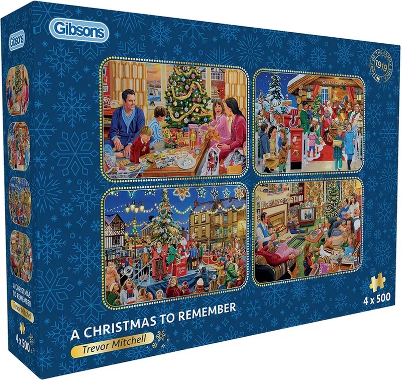 kerst legpuzzel volwassenen 4x500 stukjes Trevor Mitchell. fra Gibsons, Flerfarvet-udgave – æske