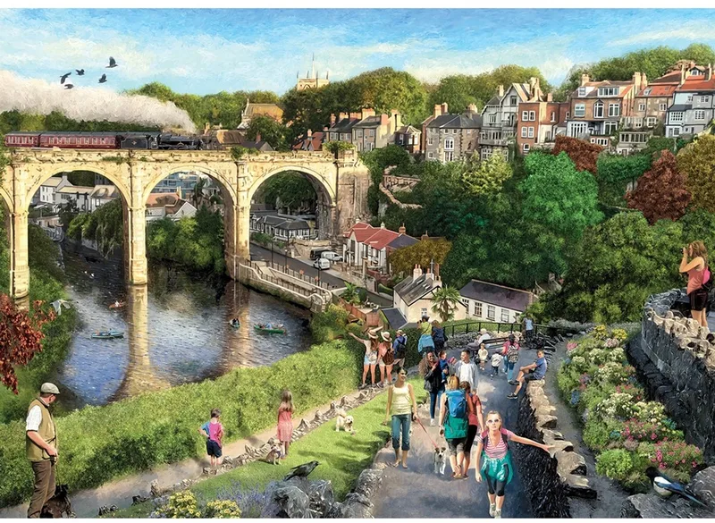 Knaresborough (door Czes Pachela) - 1000 stukjes 68×49cm (b×h) - Legpuzzel voor volwassenen van Gibsons, editie Meerkleurig – doos