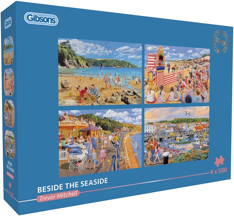 legpuzzel Beside the Seaside 4x500 stukjes puzzelplezier. from Gibsons, Multicolour edition – box