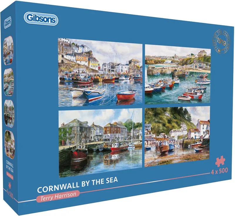 legpuzzel Cornwall by the Sea 4x500 stukjes karton. van Gibsons, editie Meerkleurig – doos