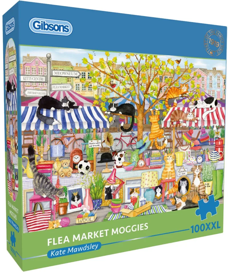 legpuzzel Flea Market Moggies 100XXL dieren katten puzzel. de Gibsons, édition Multicolore – boîte