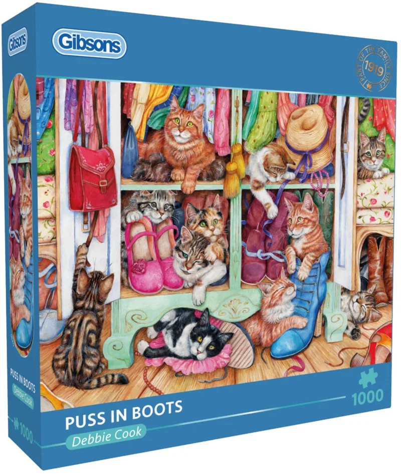 legpuzzel Puss in Boots 1000 stukjes katten puzzel. van Gibsons, editie Meerkleurig – doos