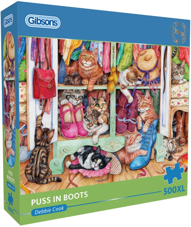 legpuzzel Puss in Boots 500XL katten puzzel volwassenen. de Gibsons, édition Multicolore – boîte