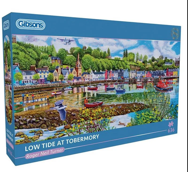 Low Tide at Tobermory (door Roger Neil Turner) - 636 stukjes 69×32cm (b×h) - Panorama Legpuzzel von Gibsons, Ausgabe Mehrfarbig – Schachtel
