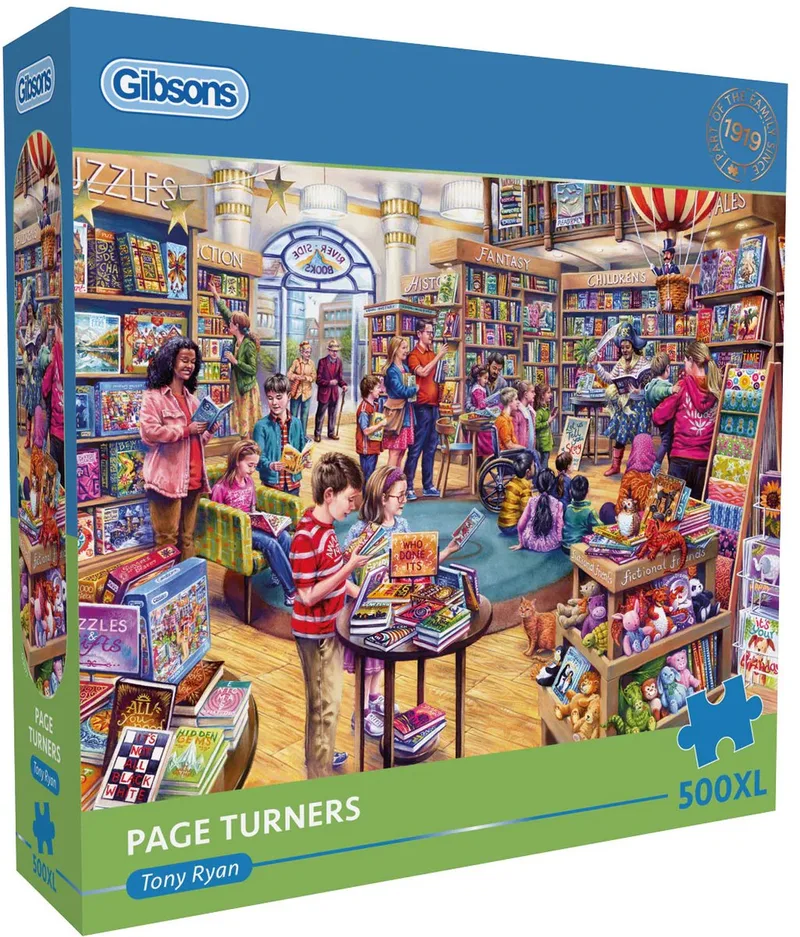 Meeslepend Boeken ("Page Turners") - Tony Ryan - 500XL stukjes - 68×49cm - Legpuzzel voor Volwassenen fra Gibsons, Flerfarvet-udgave – æske