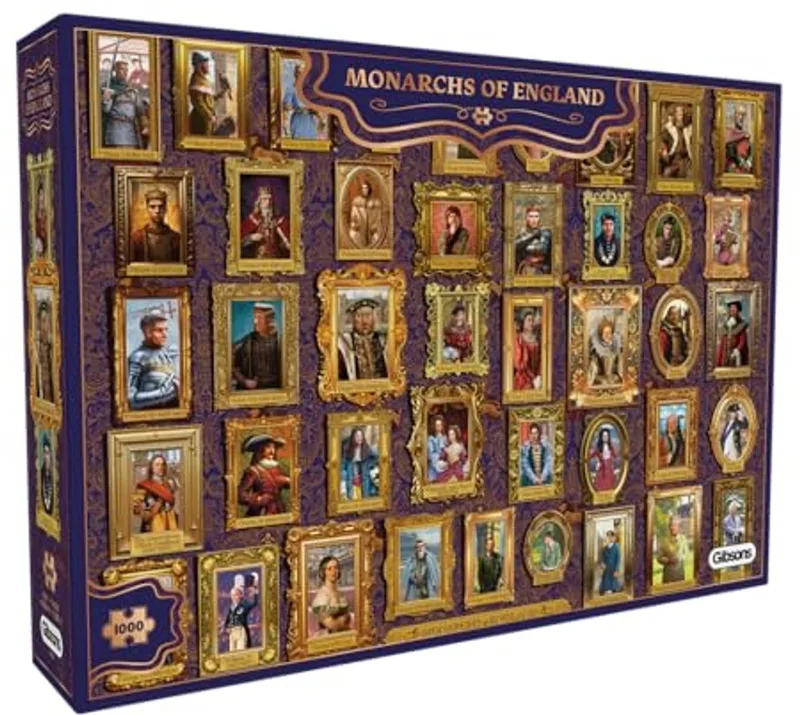 Monarchs of England (door Mat Edwards) - 1000 stukjes 68×49cm (b×h) - Legpuzzel voor volwassenen de Gibsons, édition Multicolore – boîte