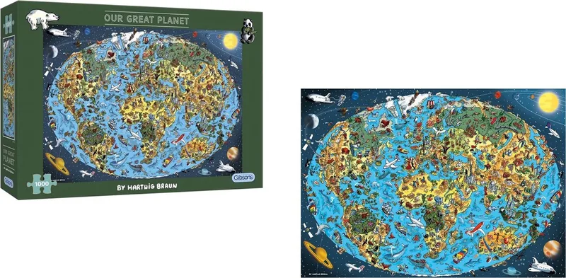 Our Great Planet (door Hartwig Braun) - 1000 stukjes 68×49cm (b×h) - Legpuzzels voor volwassenen van Gibsons, editie Meerkleurig – doos