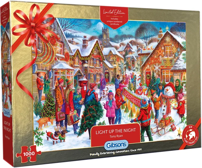 puzzel kersteditie - Light Up The Night 1000 stukjes legpuzzel. van Gibsons, editie Meerkleurig – doos